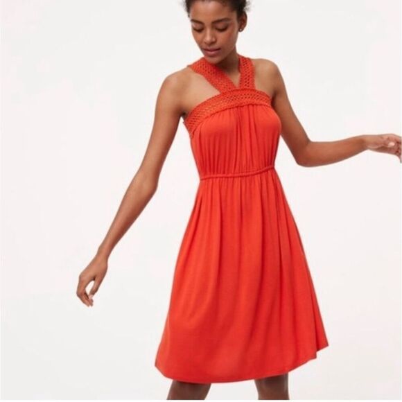 LOFT Crochet Cross Neck Dress - Picture 1 of 6